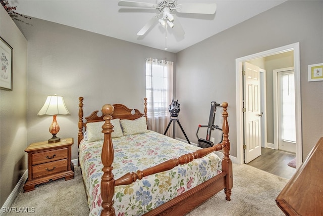 bedroom with carpet and ceiling fan