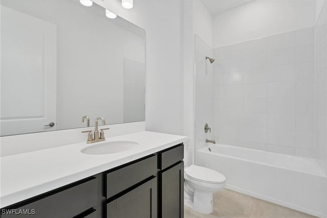 11902 Raggio Dr, Fort Myers, FL 33913 - bathroom with toilet, vanity, tile patterned floors, and washtub / shower combination