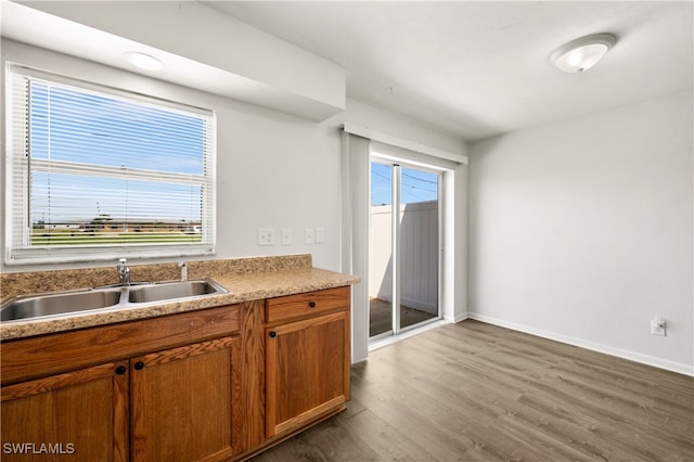 kitchen featuring dark hardwood / wood-style floors and sink