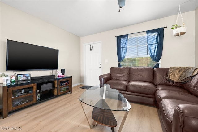 living room featuring light wood-type flooring