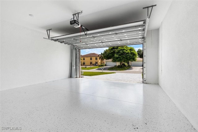 garage with a garage door opener