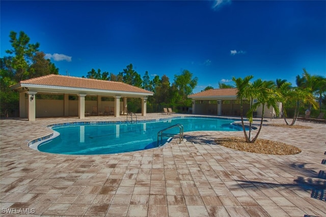 view of swimming pool featuring a patio