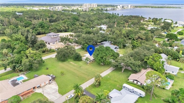 55 Aqua Ln, North Fort Myers, FL 33903 - birds eye view of property featuring a water view