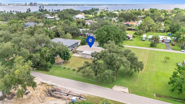 bird's eye view featuring a water view