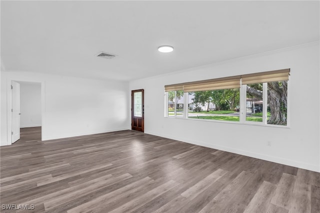 spare room featuring wood-type flooring