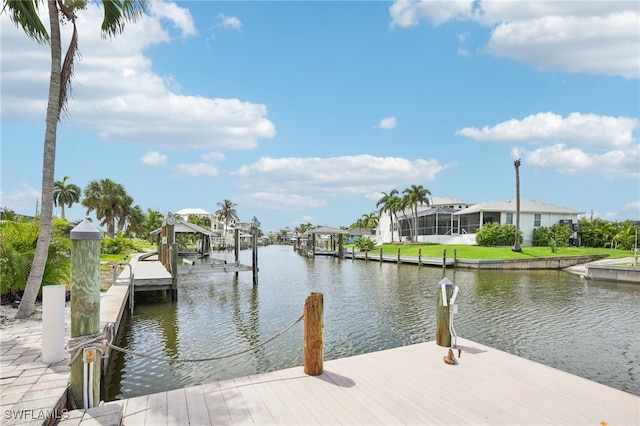 dock area featuring a water view