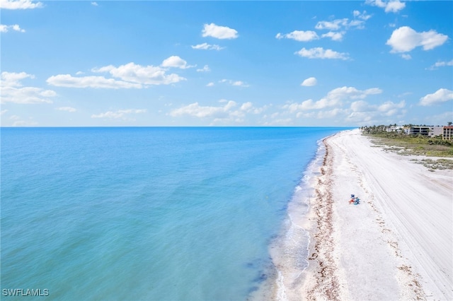 property view of water featuring a beach view