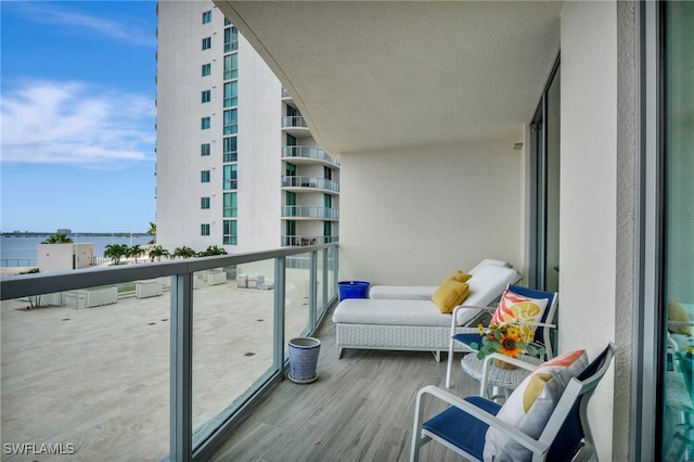 balcony with a water view