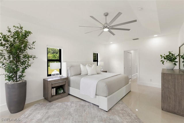 bedroom featuring ceiling fan