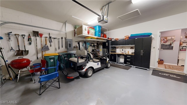 garage with a garage door opener