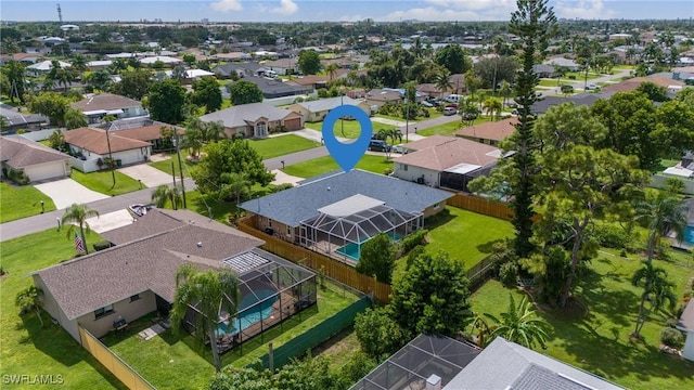 aerial view with a residential view