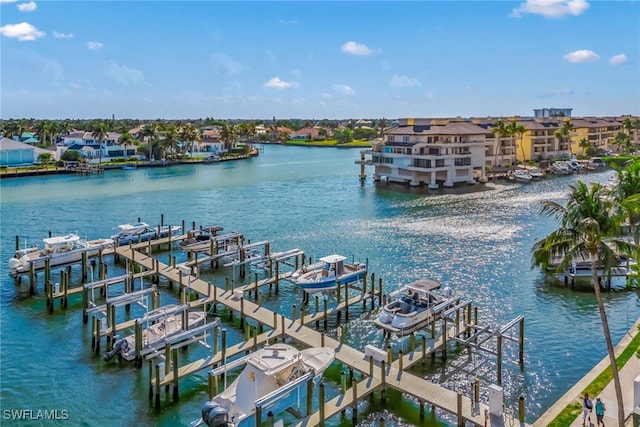 view of dock featuring a water view