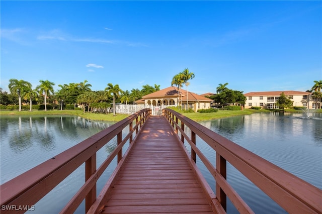 view of dock featuring a water view