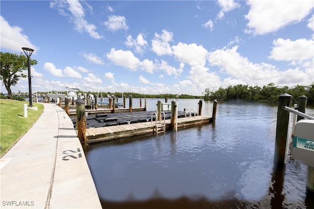 dock area featuring a water view