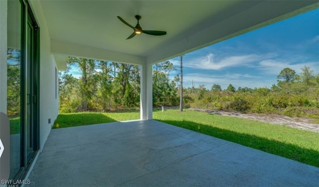 view of patio / terrace featuring ceiling fan