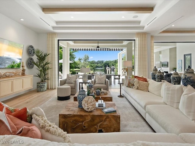 living room featuring light hardwood / wood-style flooring