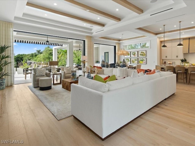 living room with light hardwood / wood-style flooring