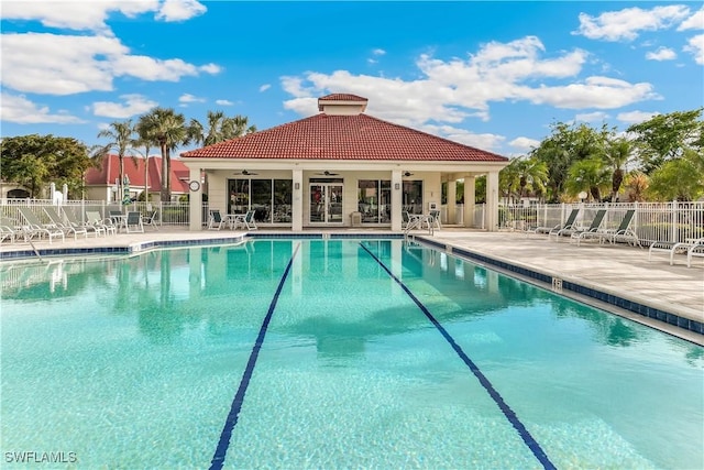 view of pool featuring a patio area