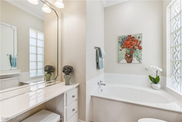 bathroom featuring a bathing tub and vanity