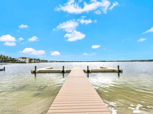 view of dock featuring a water view