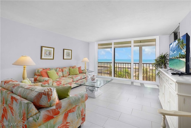 living room featuring expansive windows