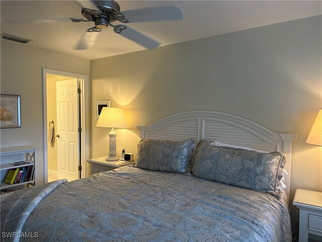 bedroom featuring ceiling fan