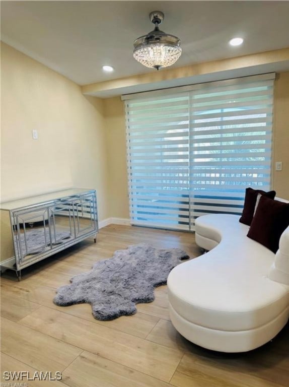 living area featuring hardwood / wood-style flooring