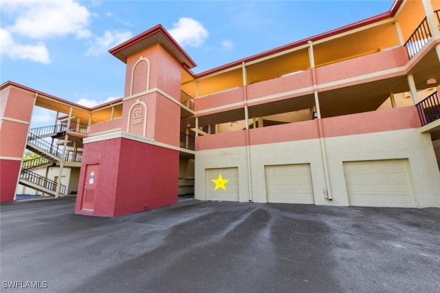 view of building exterior featuring a garage