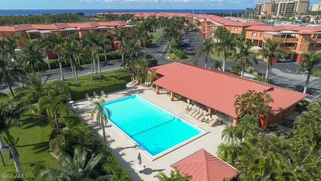 view of swimming pool featuring a patio