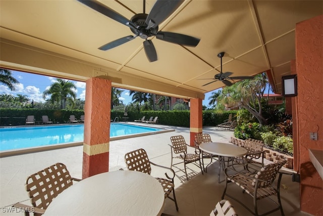 exterior space featuring a patio area and ceiling fan