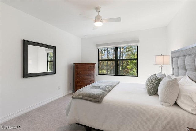 bedroom with carpet floors and ceiling fan