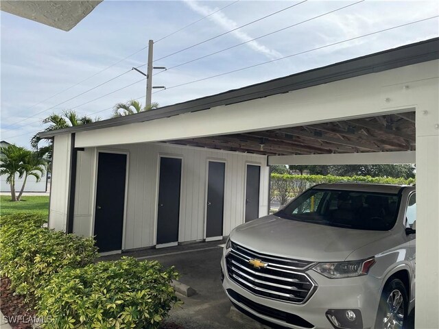 garage with a carport