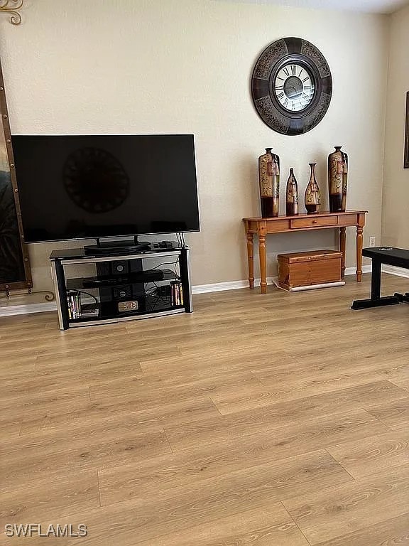 living room with light hardwood / wood-style flooring