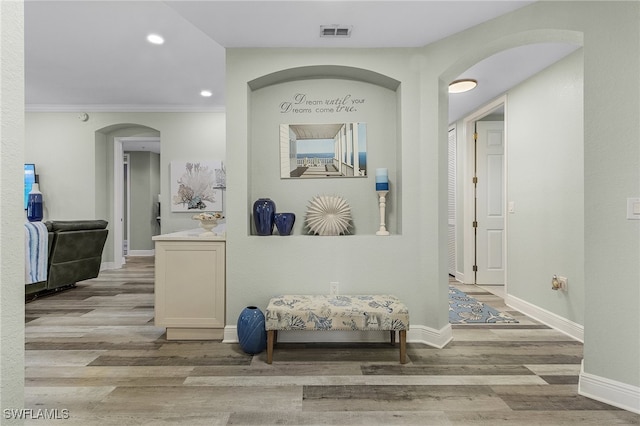 hallway featuring hardwood / wood-style floors