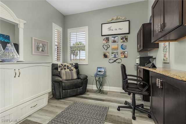 office area featuring light hardwood / wood-style flooring