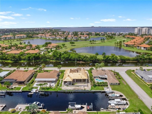 bird's eye view featuring a water view