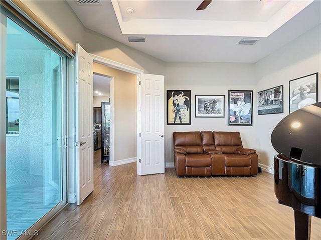 living room featuring light hardwood / wood-style flooring