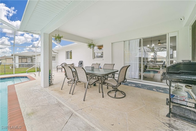 view of patio featuring a fenced in pool