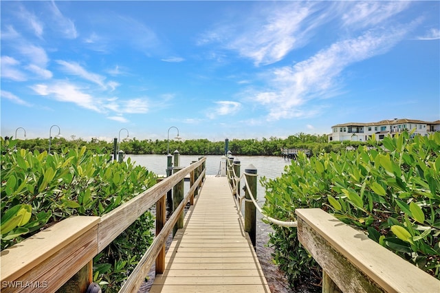 view of dock featuring a water view