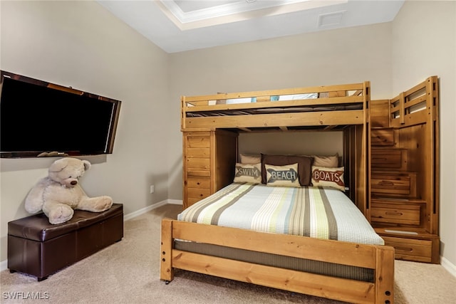 bedroom with carpet, visible vents, and baseboards