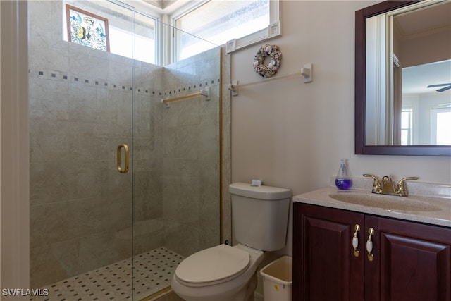 bathroom featuring plenty of natural light, toilet, and vanity