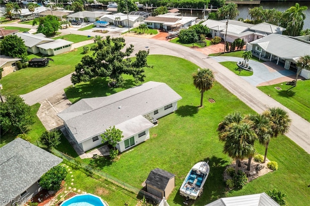 aerial view with a residential view