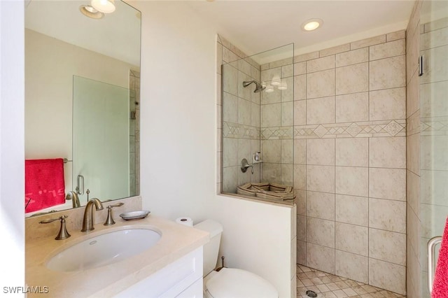 16649 Toscana Cir Unit 803, Naples, FL 34110 - bathroom featuring a walk in shower, vanity, and recessed lighting