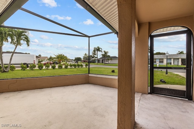 view of unfurnished sunroom