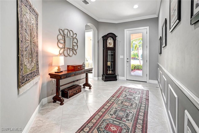 foyer with ornamental molding