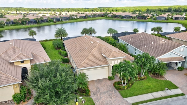 bird's eye view featuring a water view