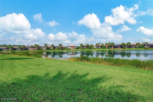 view of water feature with a residential view