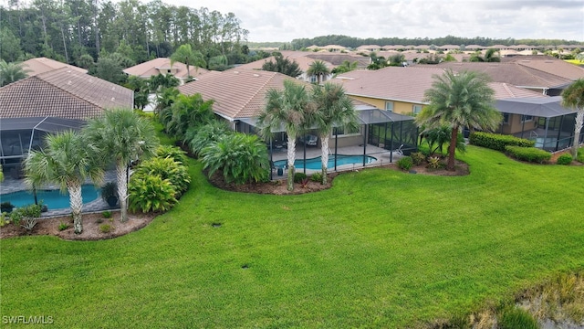 aerial view with a residential view