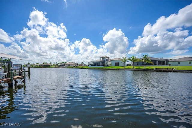 property view of water featuring a dock