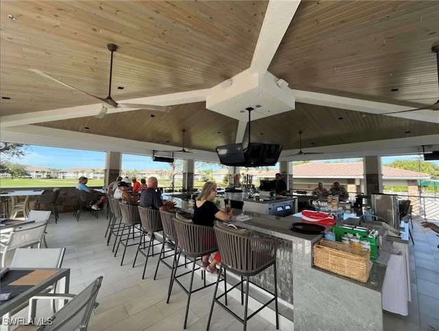 view of patio / terrace with a bar